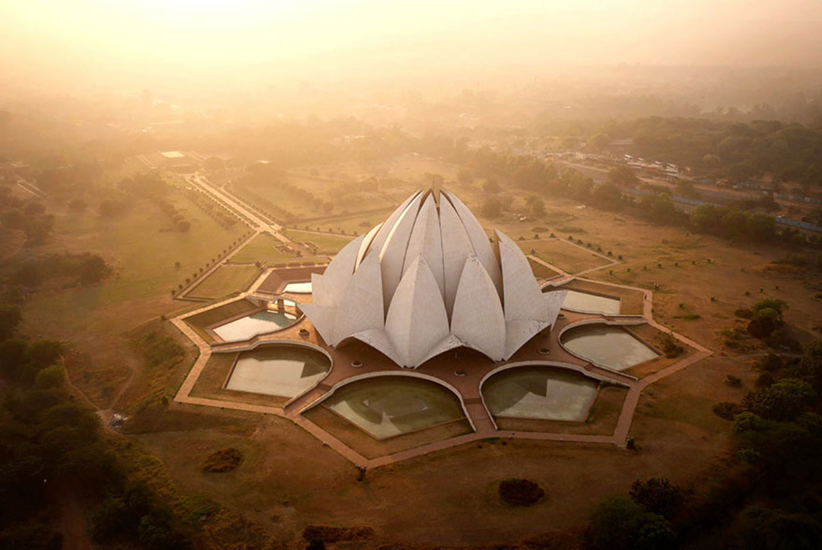 Drone-Delhi-Temple-Lotus