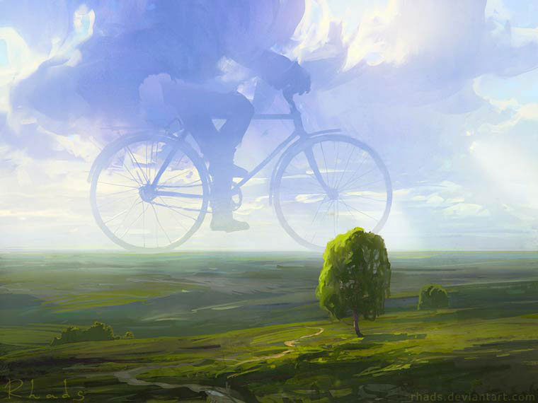 Un vélo dans les nuages